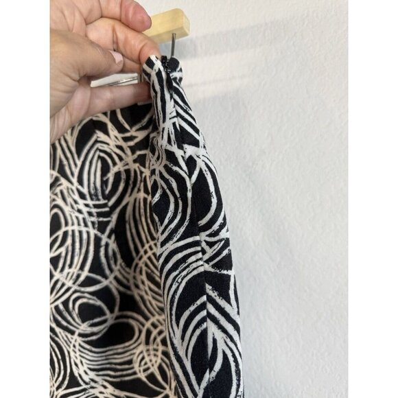 Vintage Talbots Linen Cotton Maxi Skirt Size 12W Fit & Flare Black White Circles - Picture 5 of 10